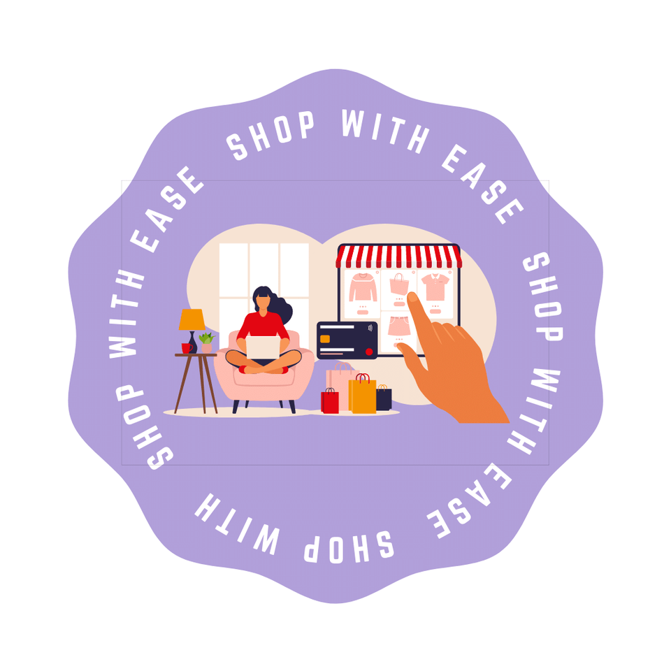 A Trust Badge With A Person Doing Online Shopping At Home