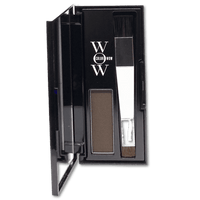 Opened Container Of Colorwow. Dark brown powder touchup and application brush