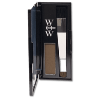 Opened Container Of Colorwow. Medium Brown powder touchup and application brush